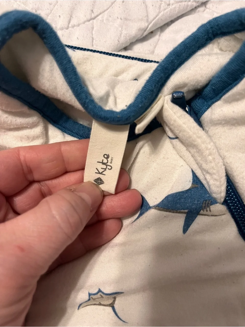 Kyte Sleeping Bag Sleepsack 2.5 Tog Shark Sea Life White/Blue 6-18M Cotton